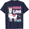 Family Matching Llama Birthday Party Supplies Mama Llama Mom Of The Birthday Llama Birthday Theme T-Shirt - Navy Blue