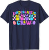 Kindergarten Crew Retro Bunny Teacher Easter Day Rabbit T-Shirt in Navy Blue