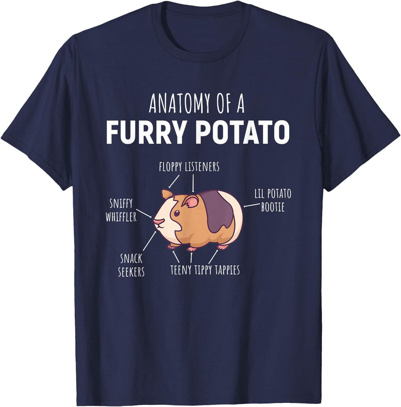 Sweet Anatomy of a Furry Potato Guinea Pig Gifts Anatomy of A Furry Potato Guinea Pig Lover Gift T-Shirt Small - Navy Blue