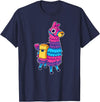Llama Pinata Party Shop Funny Loot Llama Pinata with Yellow Saddlebag T-Shirt - Navy Blue