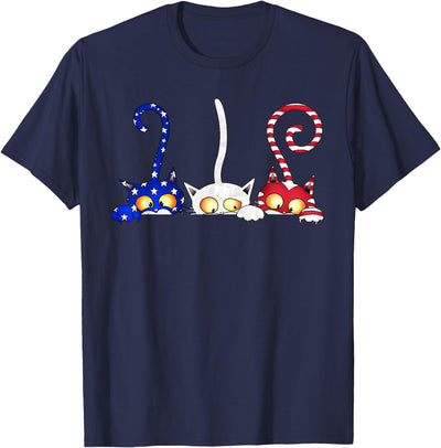 Cat 4th Of July Shirt - Palette&Co Cat 4th of July American Flag Red White Blue Women Kids T-Shirt