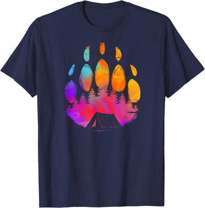 Bear Paw Colorful Print - Forest Camping T-Shirt