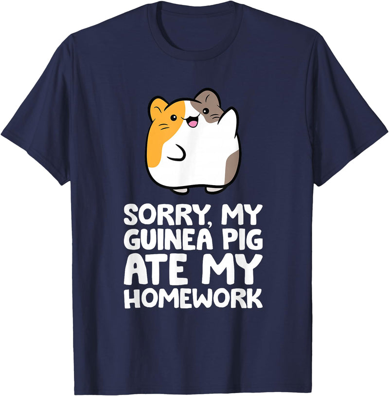 Guinea Pig Owner Guinea Pig Homework Sorry My Guinea Pig Ate My Homework T-Shirt - Navy Blue