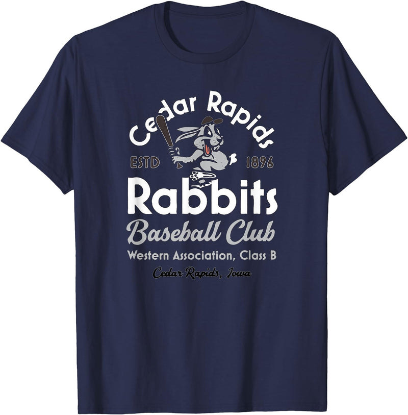 Vintage Cedar Rapids Iowa Rabbits Defunct Baseball Team T-Shirt in Navy Blue