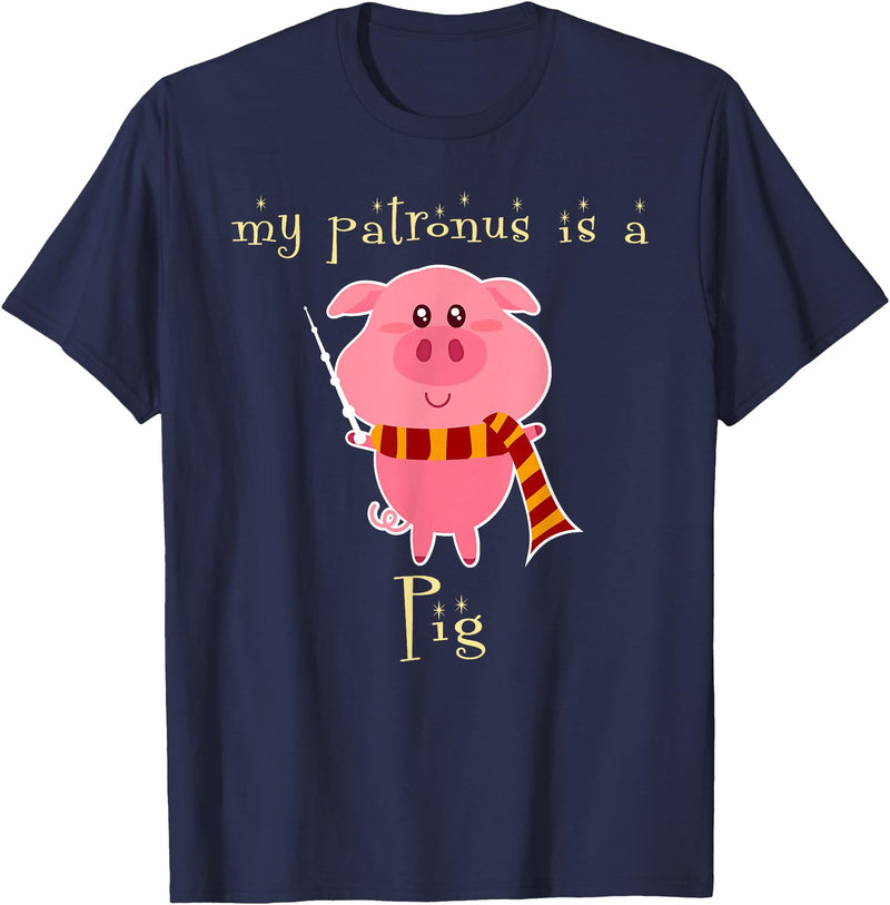 Pig Lovers Tee Co. My Patronus is a Pig Wizard Magic T-Shirt. - Navy Blue