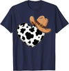 Magical and Funny Western Gifts Western Cow Print Heart Cowboy Cowgirl T-Shirt - Navy Blue