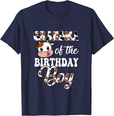 Love Family Matching Grandma of the Birthday Boy Cow Farm T-Shirt