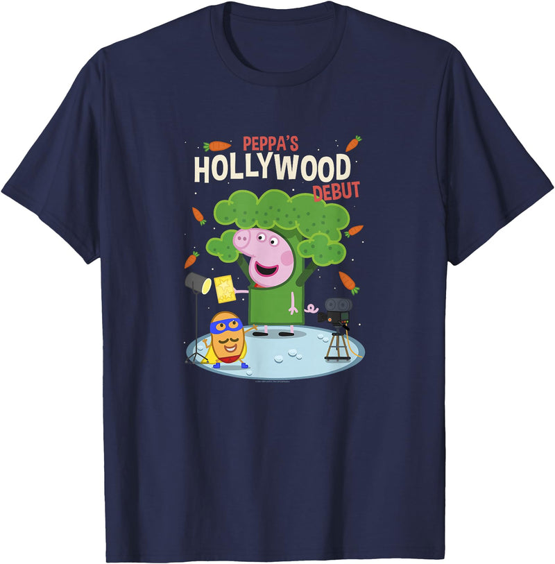 Peppa Pig Visits America Peppa's Hollywood Debut T-Shirt - Navy Blue