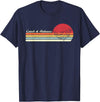 Retro Sunset Brook Trout Salmon Fisherman Designs Angler Catch & Release Trout Fly Fishing Vintage Distressed T-Shirt - Navy Blue