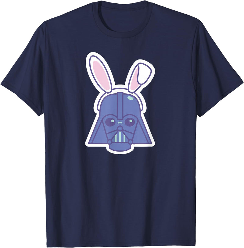 Darth Vader Sticker Style Rabbit Ears Easter Bunny T-Shirt in Navy Blue