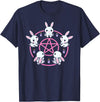 Bunny Rabbit Pentacle Pentagram Pink Pastel Goth Dark Humor T-Shirt in Navy Blue