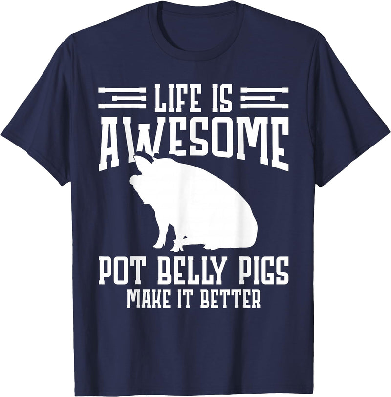 Pot Belly Pig Clothing & Pig Stuffed Animal Pot Belly Pig Enrichment Toys Pig Food Pot Belly Pig Lover T-Shirt - Navy Blue