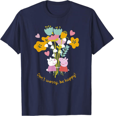 Don't Worry Be Happy Floral Logo T-Shirt