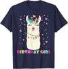 Llamazing Birthday Party Outfit Llama Lovers Birthday Girl Cute Llama Alpaca Kids Llamazing T-Shirt - Navy Blue