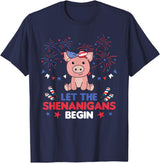 Fourth Of July - Cute Animals America 4th Of July American Pig Kids USA Pig T-Shirt - Navy Blue