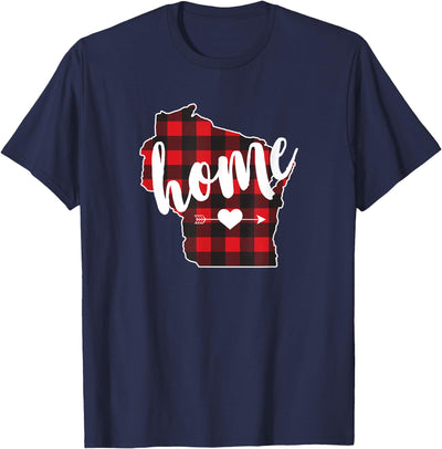 Cow Buffalo Plaid Wisconsin Home State Lumberjack Souvenir T-Shirt