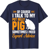 Pot Belly Pig Clothing & Pig Stuffed Animal Pig Feed Toy Pot Belly Pig Lover T-Shirt - Navy Blue