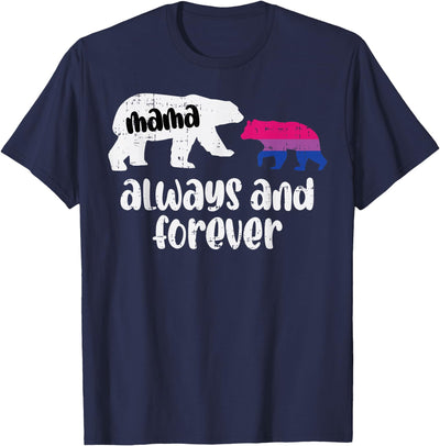 Mama Bear Forever Bisexual Bi Pride Stuff Flag LGBTQ Mom T-Shirt