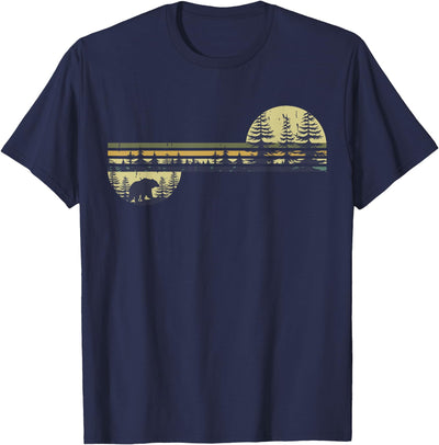 Retro Forest Bear Outdoors Nature Women Men Vintage Graphic T-Shirt