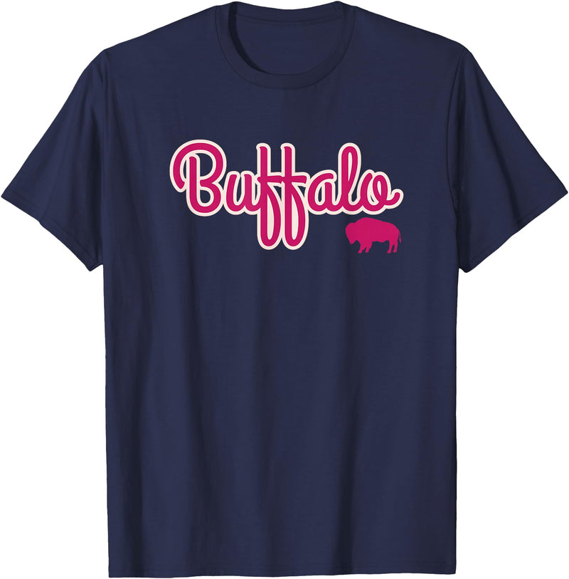Buffalo NY Designs Buffalo NY Pink Color Logo, Buffalo Pride T-Shirt - Navy Blue