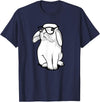 Rabbit Hipster Rabbit Nerd Cute Rabbit Funny Kids Boys Girls T-Shirt in Navy Blue