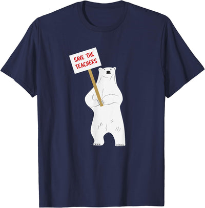 Math & Mirth Designs Save the Teachers Cute Polar Bear T-Shirt T-Shirt