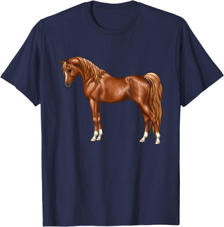 Arabian Horse Art by CSForest Beautiful Red Chestnut Egyptian Arabian Horse Lovers Gift T-Shirt - Navy Blue