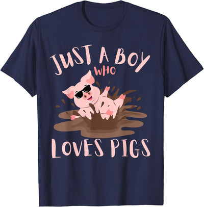 Just A Boy Who Loves Pigs sunglasses In the Mud Kids Boy T-Shirt