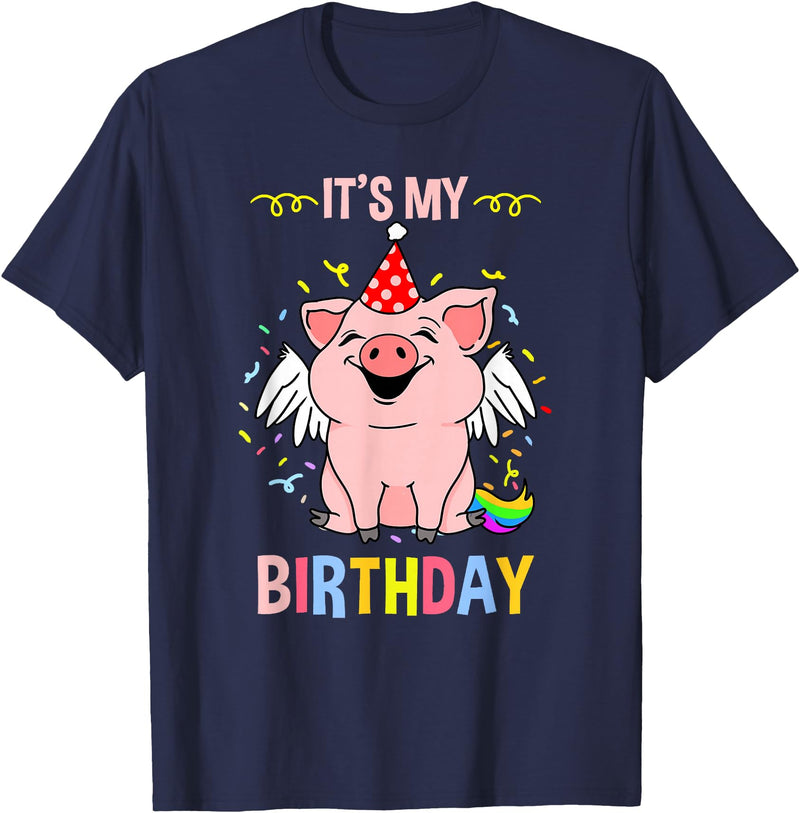 Its My Birthday Pig T-Shirt - Navy Blue