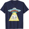 Hiking Lover Design UFO Abduction Polar Bear Arctic Animal T-Shirt - Navy Blue