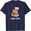 Hamster, Ham-stir Funny Jokes Sarcastic T-Shirt - Unisex-Adults & Kids - Black - Small - Short Sleeve - Cotton Blend - Classic Fit - Crew Neck - T-Shirt - Navy Blue