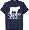 Farm and Hereford Cow for Men and Cattle Clothing Hereford Rancher - Hereford Cow For Cattle Farmer T-Shirt - Navy Blue