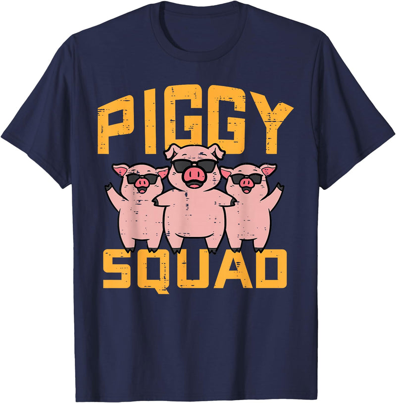 Pig Lover Shirts For Men Women Kids Pig Lover Piggy Squad Hog Farmer Crew Swine Women Men Kids T-Shirt - Navy Blue