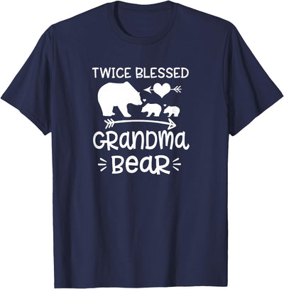 Twice Blessed Grandma Bear Grandmas With Two Grandkids T-Shirt