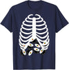 Halloween Sushi Costumes Co. Halloween Adult Youth Kids Costume Rib Cage Skeleton Sushi T-Shirt - Navy Blue
