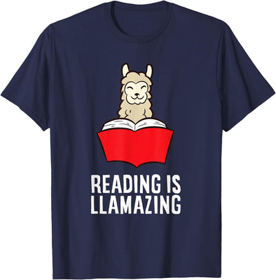 The Llama And Alpaca Lover Funny Llama Lover Reading Is Llamazing Bookworm Llama T-Shirt