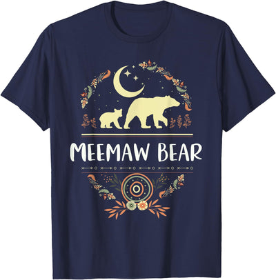 Meemaw Bear Floral Matching Family Funny Grandma Bear Boho T-Shirt