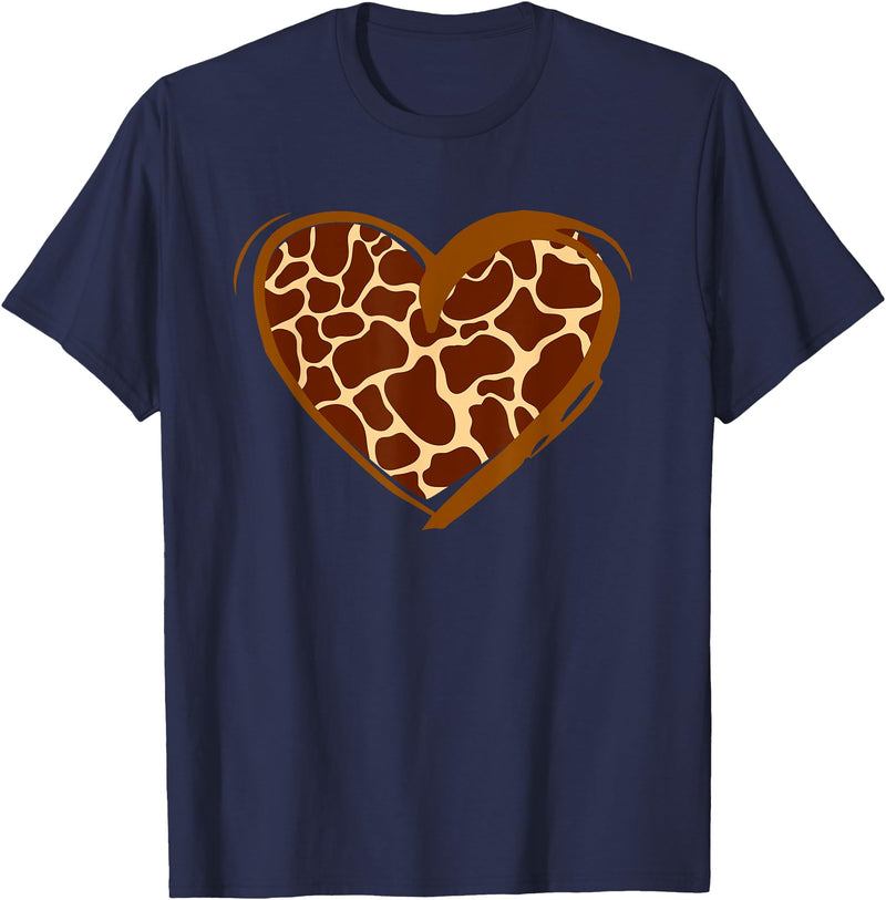 Animal Giraffe Print Clothing Heart Giraffe Pattern for Giraffe Lover T-Shirt - Navy Blue