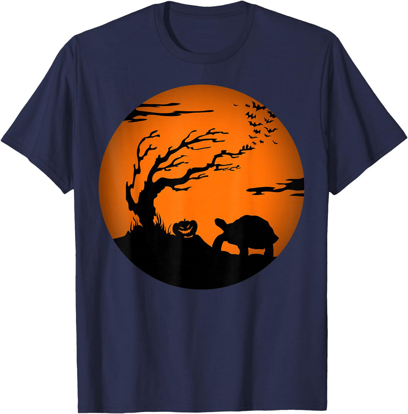 Spurred Tortoise Halloween African Sulcata Tortoise Halloween T-Shirt - Navy Blue