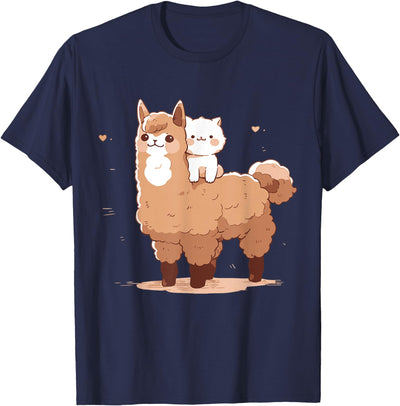 Funny Llama Alpaca Animal Lover Gifts Clothing Llama Alpaca Cat T-Shirt