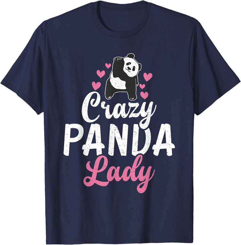 Panda Gifts and Acessories Crazy Panda Lady Panda Bear Lover T-Shirt - Navy Blue