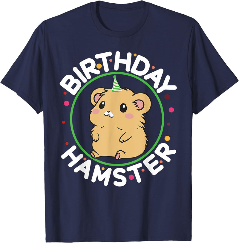 Unisex-Kids Hamster Birthday Party Birthday Hamster T-Shirt - Navy Blue
