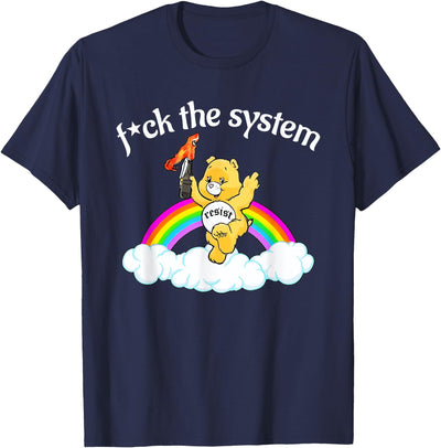 Fck The System Funny Bear Design T-Shirt