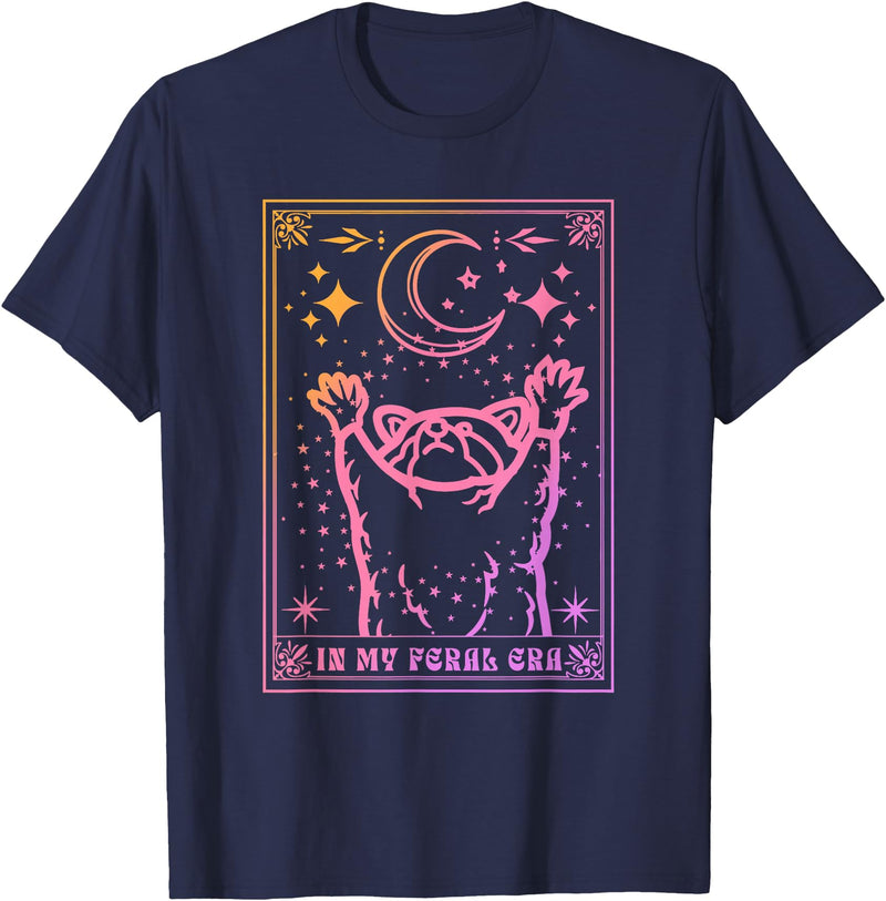 In My Feral Era Design Co. In My Feral Era Lover Raccoon Apparel T-Shirt - Navy Blue