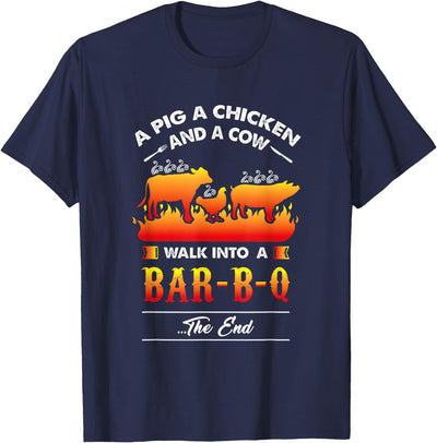 A Pig, A Chicken, And A Cow Walk Into A Barbecue Bar-B-Q T-Shirt