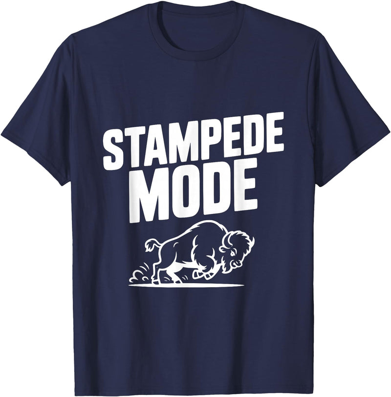 Fraxoweb Stampede Mode Buffalo for Animal Lovers T-Shirt - Navy Blue