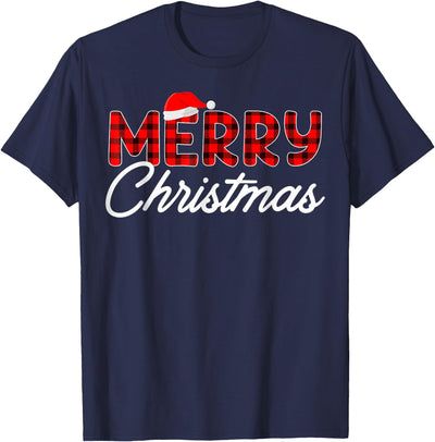 Cow Merry Christmas Buffalo Plaid't Shir't Plaid T-Shirt