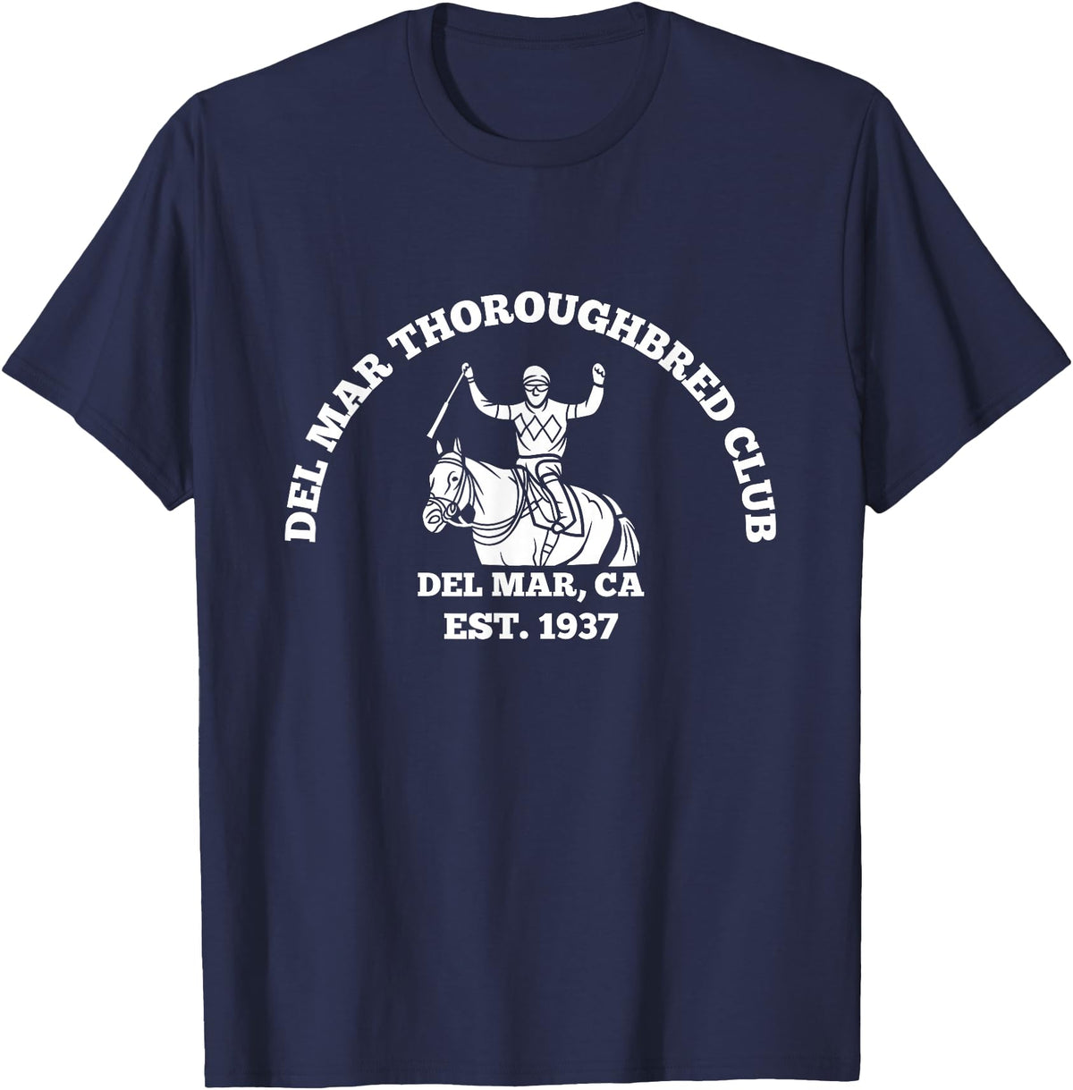 NANKANDOIT Del Mar Racetrack Horse Racing Breeders Del Mar Horse Racing California Race Track Thoroughbred Club T-Shirt - Navy Blue