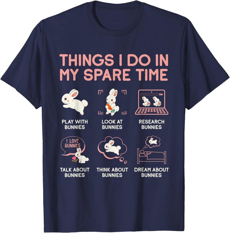 Things I Do in My Spare Time Bunny Rabbit T-Shirt in Navy Blue