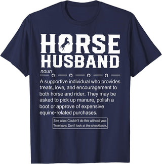 Funny Horse Husband Definition Tee Shirt Horse Husband Definition T-Shirt - Navy Blue